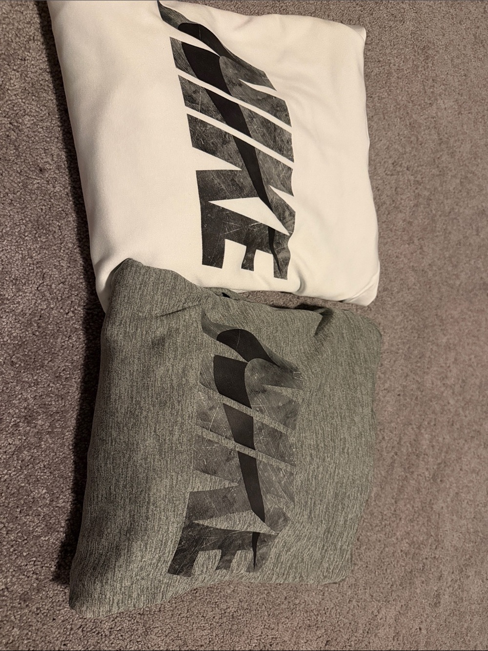 Two Nike Pullover Hoodies with Black Logo